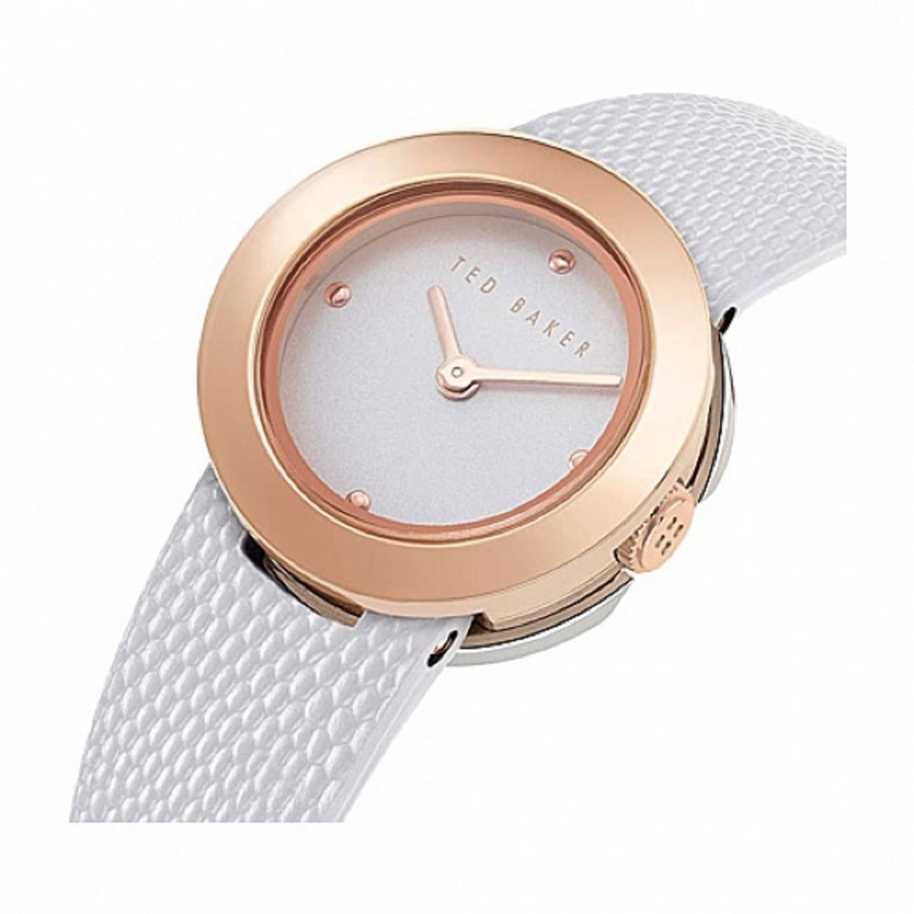 TED BAKER Women's Seerena Leather Strap Watch In White/ Gold